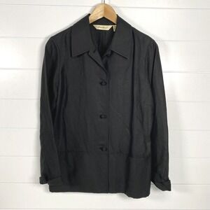 Eddie Bauer Jacket Womens Small Silk Linen Blend Button Front Lightweight Coat